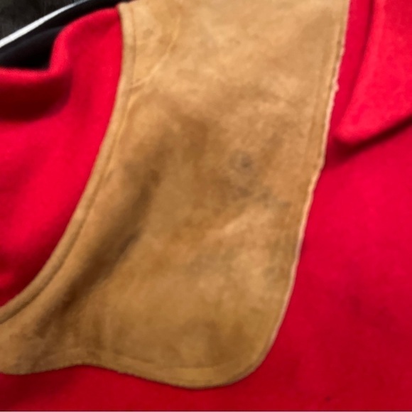 Vtg Chaps Ralph Lauren Men Red Sz 44L Wool Blend Suede Elbow Patch Button Shirt - Picture 5 of 8